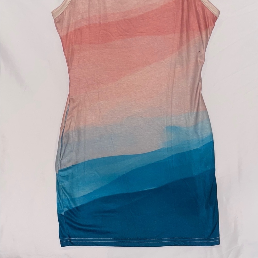 Pink and Blue Gradient Spaghetti Strap Slip Dress - Picture 4 of 11